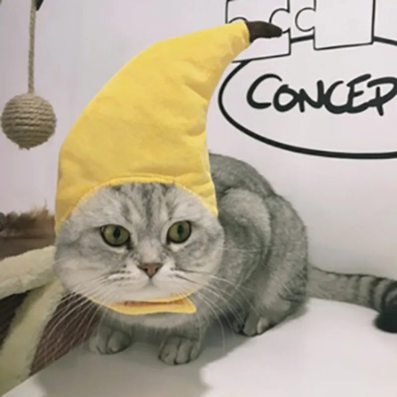 Funny Cute Pet Cat Costume Banana Cap Hat for Cat Dog Halloween Christmas Clothes Fancy Dress Party Pet Clothes