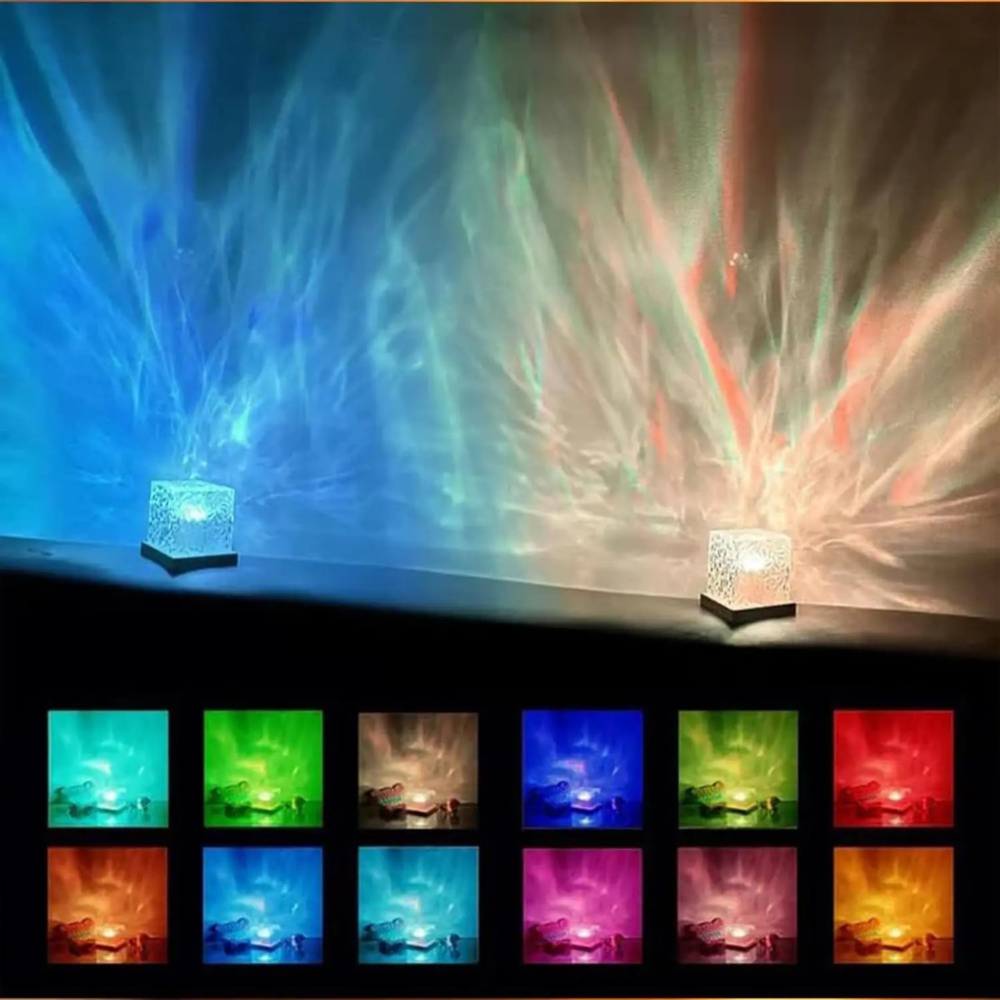 Ocean Wave Projector Light 16 Colors Midnight Aura Aurora Glow Lamp Home Office Bar Restaurant Underwater Projector Night Light