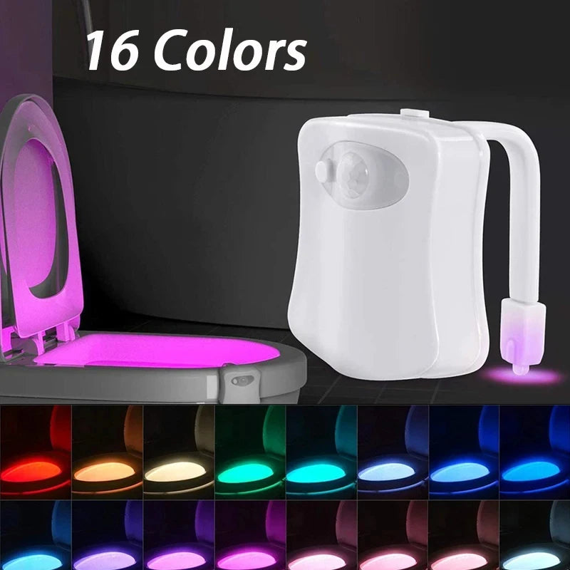 Toilet Seat Smart Motion Sensor Night Light 16/8 Colors Waterproof Backlight for Bathroom Toilet Bowl LED Lamp Light WC